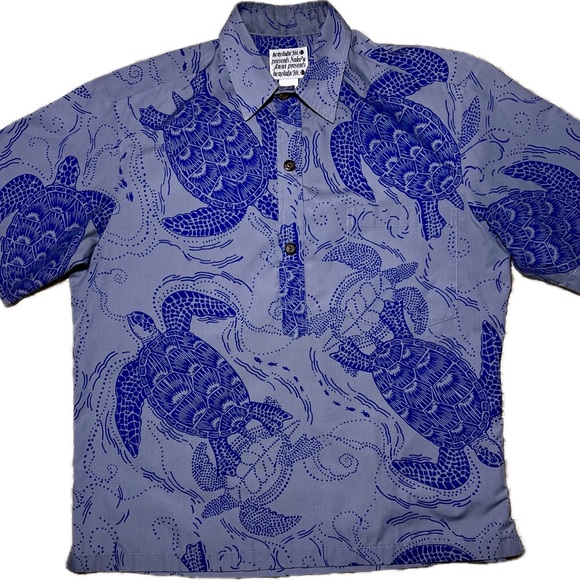 Nake’u Awai Blue Sea Turtle Aloha Shirt